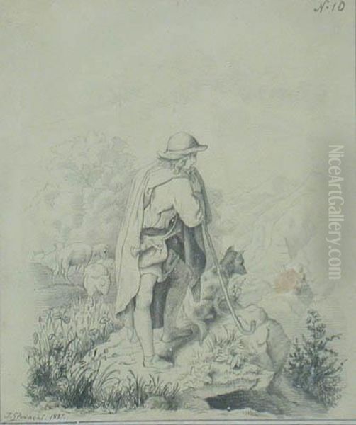 Pasterz Oil Painting by Jan Nepomucen Glowacki