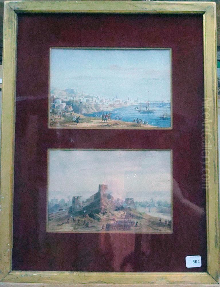 Debarquement A Alger/ La Bataille A Zaatcha Oil Painting by Gaspard Gobaut