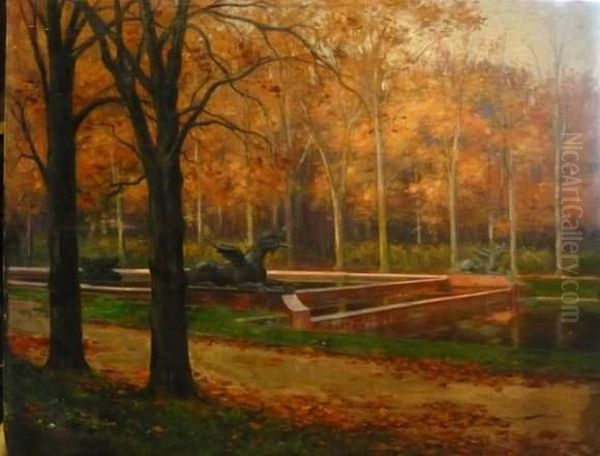 Bassin Dans Le Parc De Trianon Oil Painting by Charles Leon Godeby