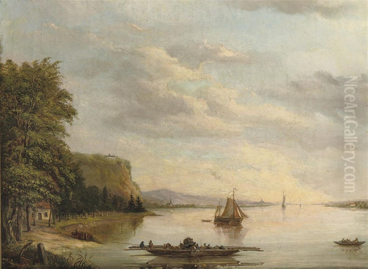 The Ferry Oil Painting by Abraham Nicolaas Godefroy