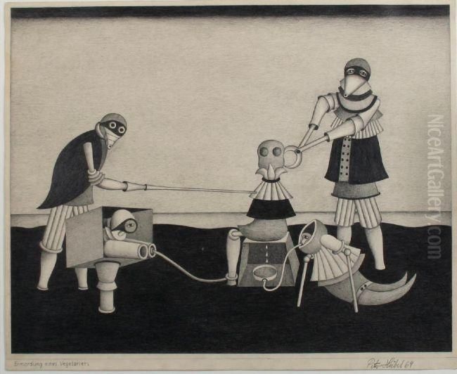 Ermordung Eines Vegetariers Oil Painting by Karl Peter Goebel