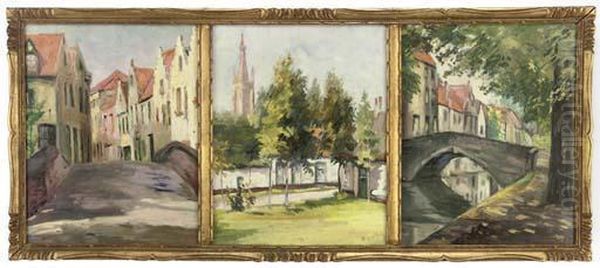 Three Views Of Bruges Oil Painting by Theo Goethals