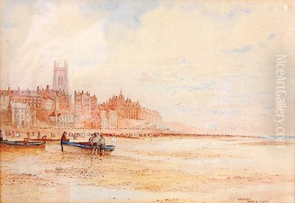 Lowtide At Cromer Oil Painting by Frederick E.J. Goff