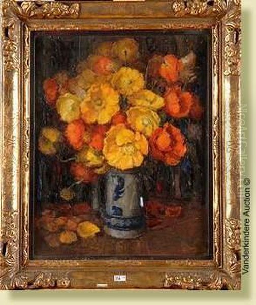 Vase De Fleurs Oil Painting by Aristide Goffinon
