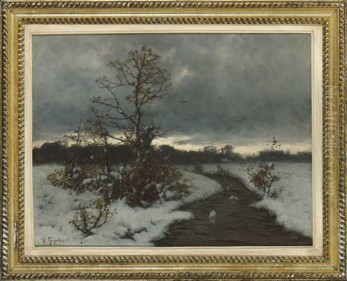 Winterliche Bachlandschaft Oil Painting by Heinrich Gogarten