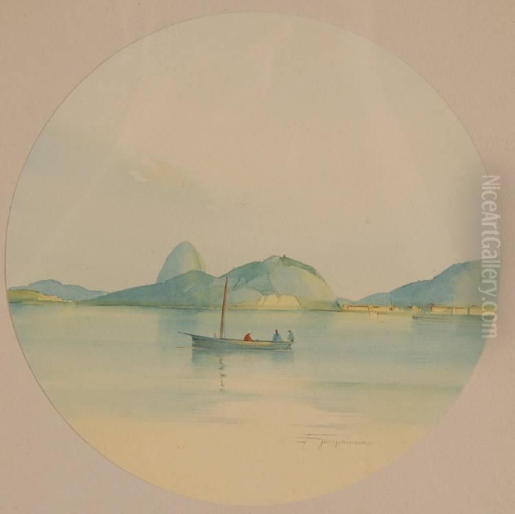 Coastal Views In Rio Oil Painting by Henrique Goldschmidt