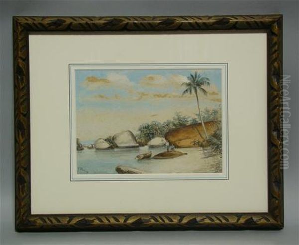 Cove Near Rio De Janerio Oil Painting by Henrique Goldschmidt