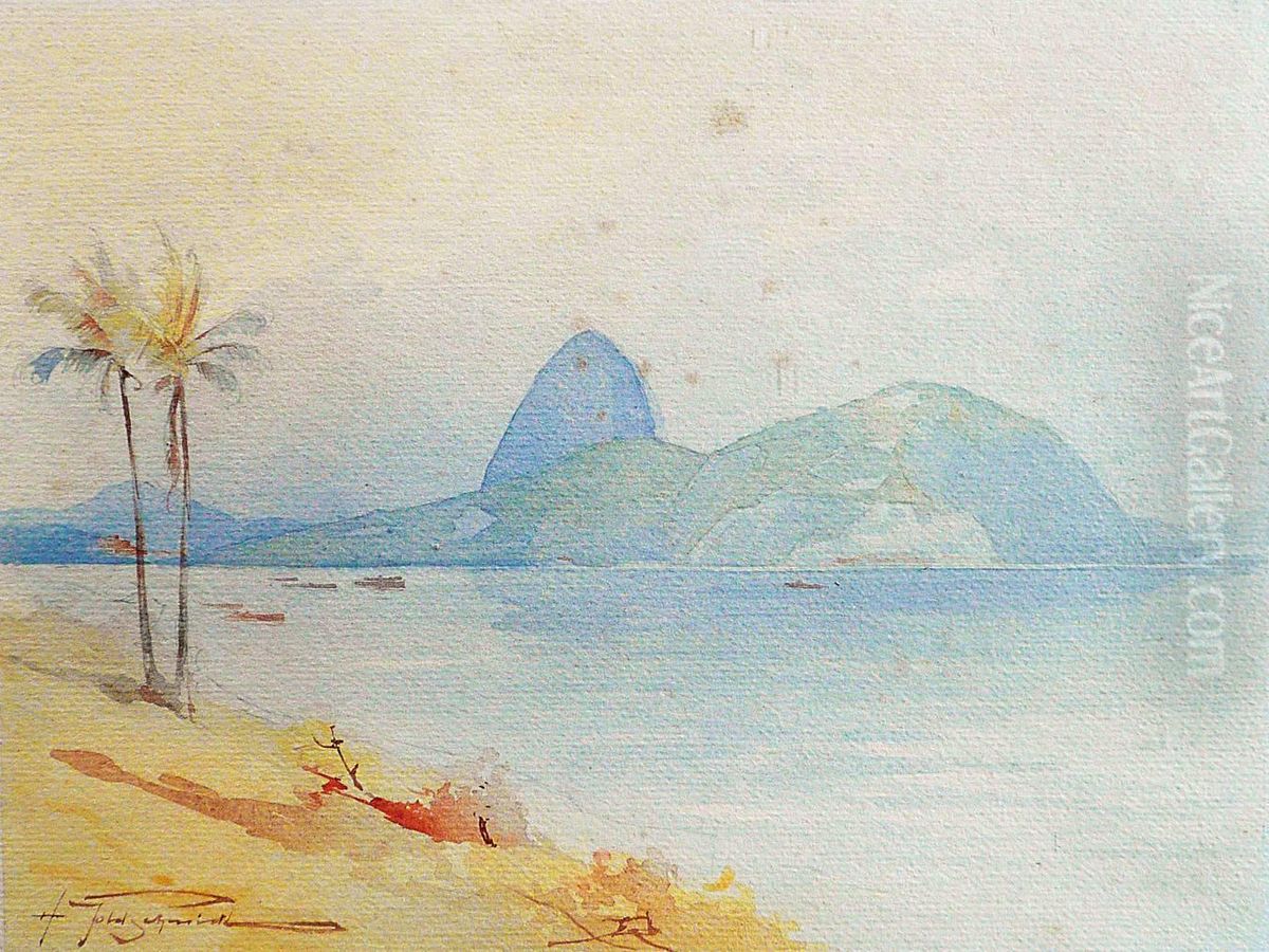 Vue De Labaie De Rio Oil Painting by Henrique Goldschmidt