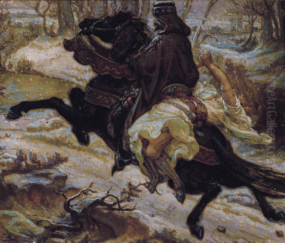 Slavic Count And Female Captive Oil Painting by Alexander Yakovlev. Golovin