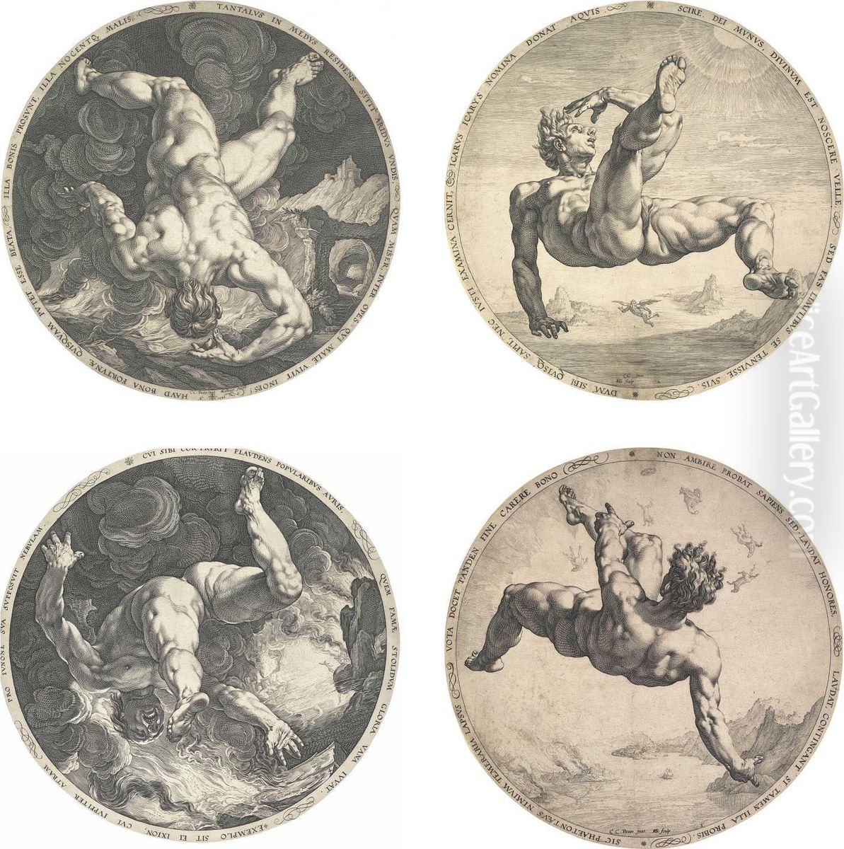 The Four Disgracers The Complete Set Of Four Engravings Oil Painting by Hendrick Goltzius