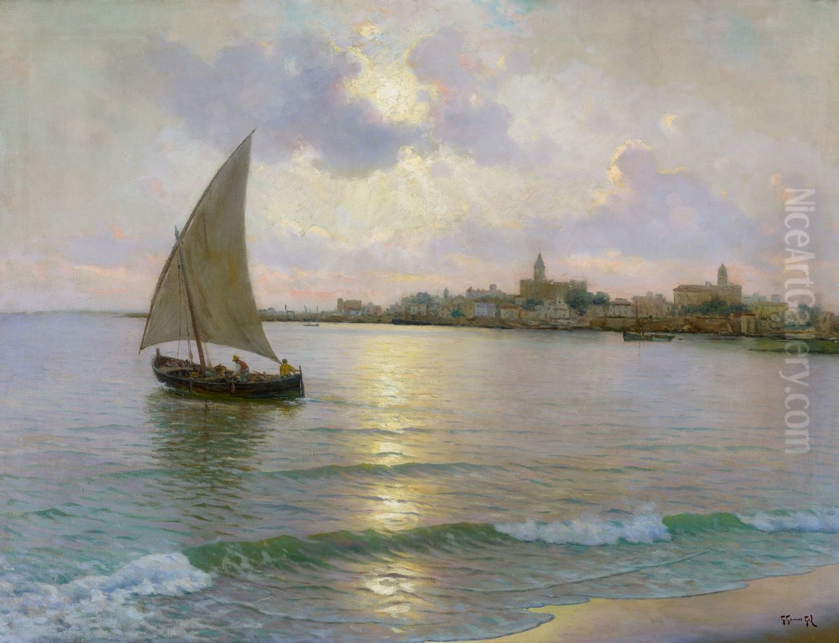 Marina Oil Painting by Guillermo Gomez Gil