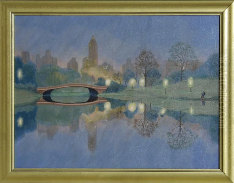 Central Park, Dusk Oil Painting by Ricardo Gomez Gimeno