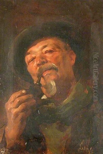 Anciano Con Pipa Oil Painting by Simon Gomez Polo