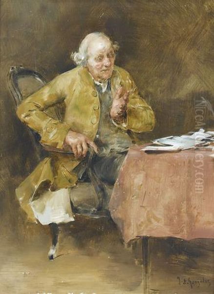 Eleganter Herr Am Schreibtisch Oil Painting by Juan Antonio Gonzales