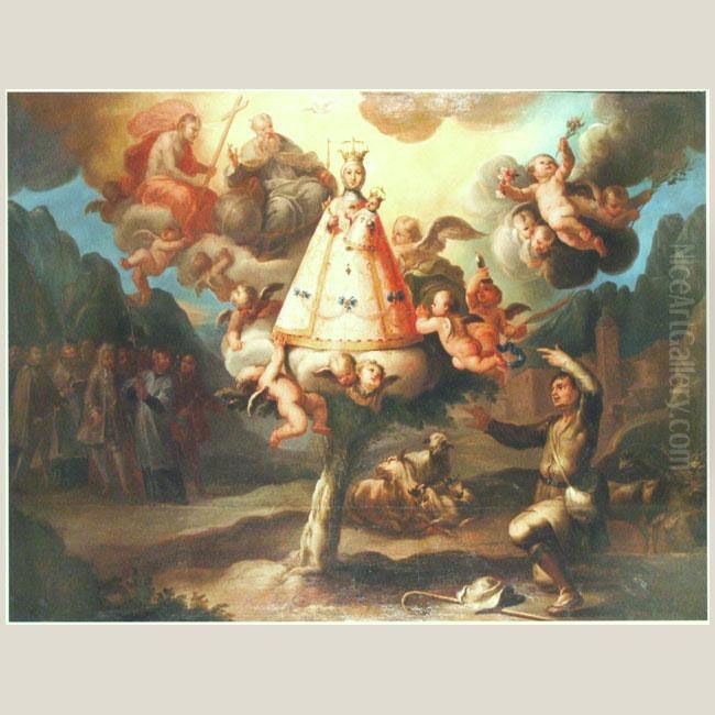 Aparicion De La Virgen De Nieva Oil Painting by Zacarias Gonzalez Velazquez