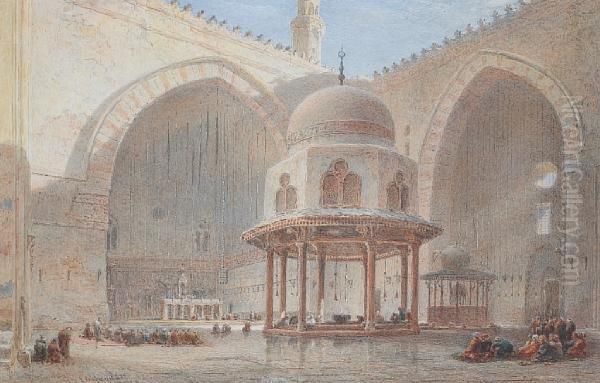 Mosque Interior Oil Painting by Edward Alfred Angelo Goodall