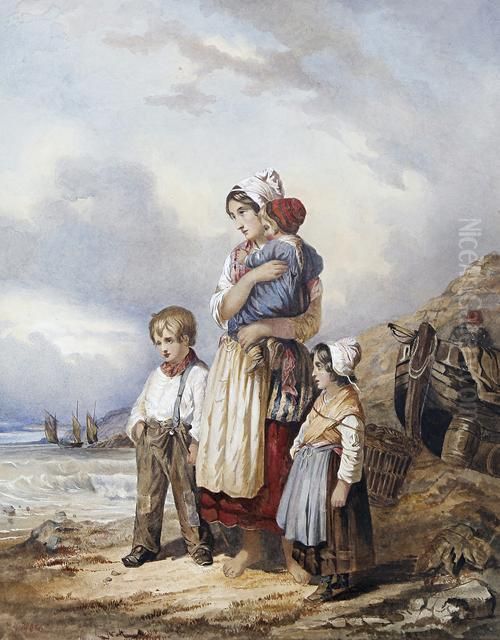 Waiting For Father Oil Painting by Walter Goodall