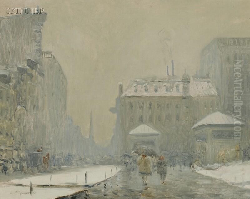 Old Pelham Hotel On Tremont Street Oil Painting by Arthur C. Goodwin