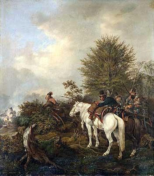 Spahtrupp Entdeckt Ein Feldlager Oil Painting by Berend Goos