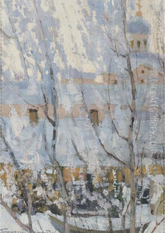 Winter Landscape Oil Painting by Ivan Silych Goriushkin-Sorokopudov