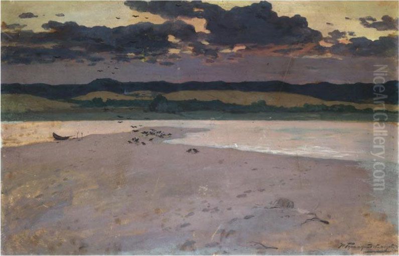 Sandbar Oil Painting by Ivan Silych Goriushkin-Sorokopudov