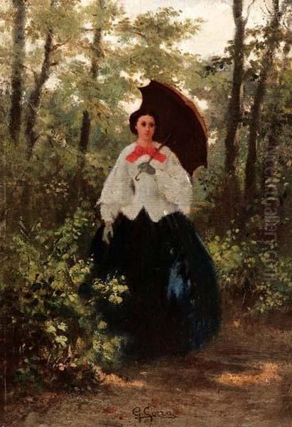 L'ombrellino Oil Painting by Giulio Gorra