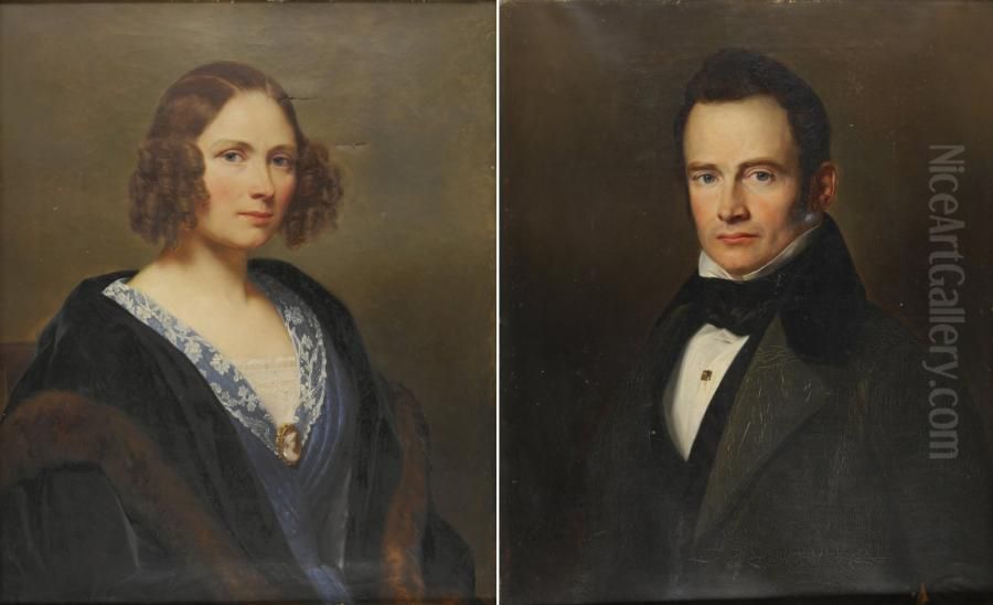 Portraits De Bourgeois Oil Painting by Nicolas Louis Francois Gosse