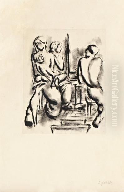 Famille Oil Painting by Leopold Gottlieb