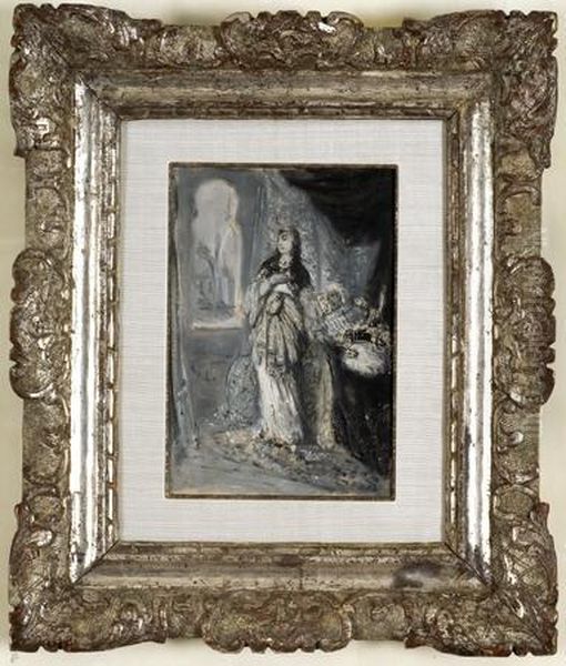 Sketch Of Reha Oil Painting by Maurycy Gottlieb
