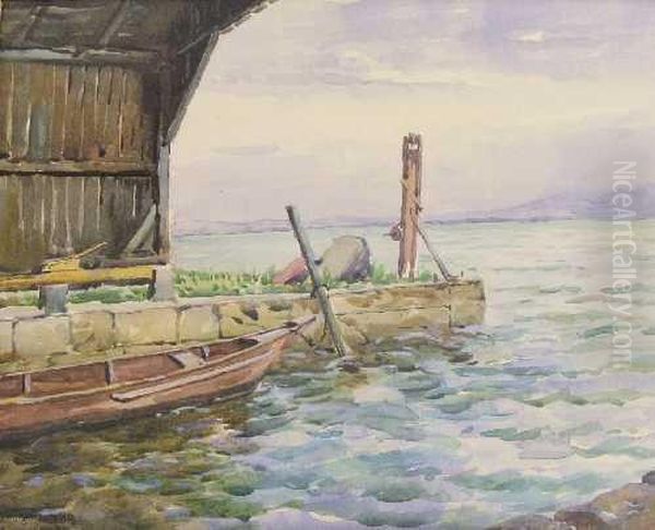 Bootssteg Oil Painting by Paul Gotz-Racknitz