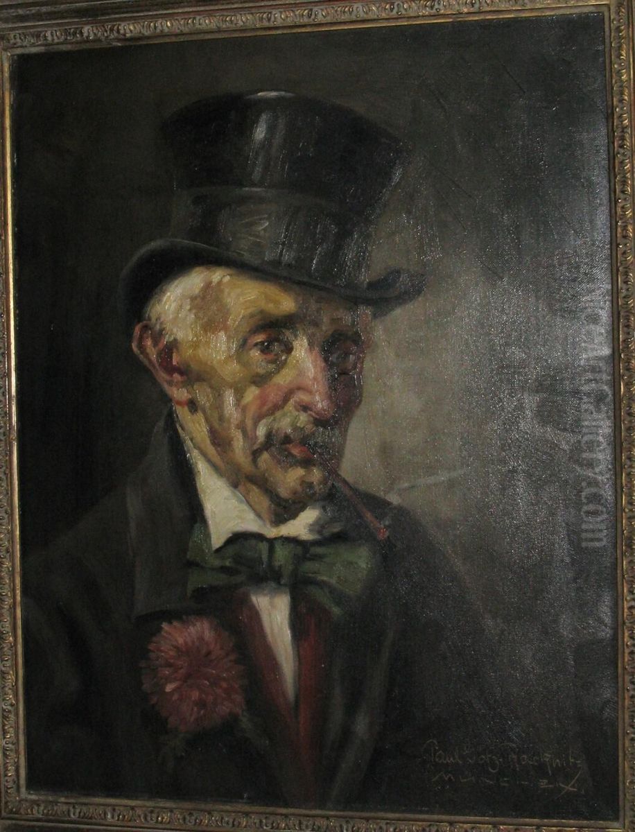 Bildnis Eines Herren Mit Zylinder Und Zigarre Oil Painting by Paul Gotz-Racknitz