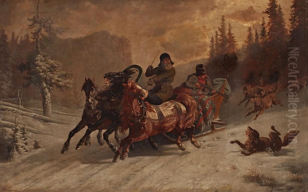 Trineo Oil Painting by Eduard Gotzelmann