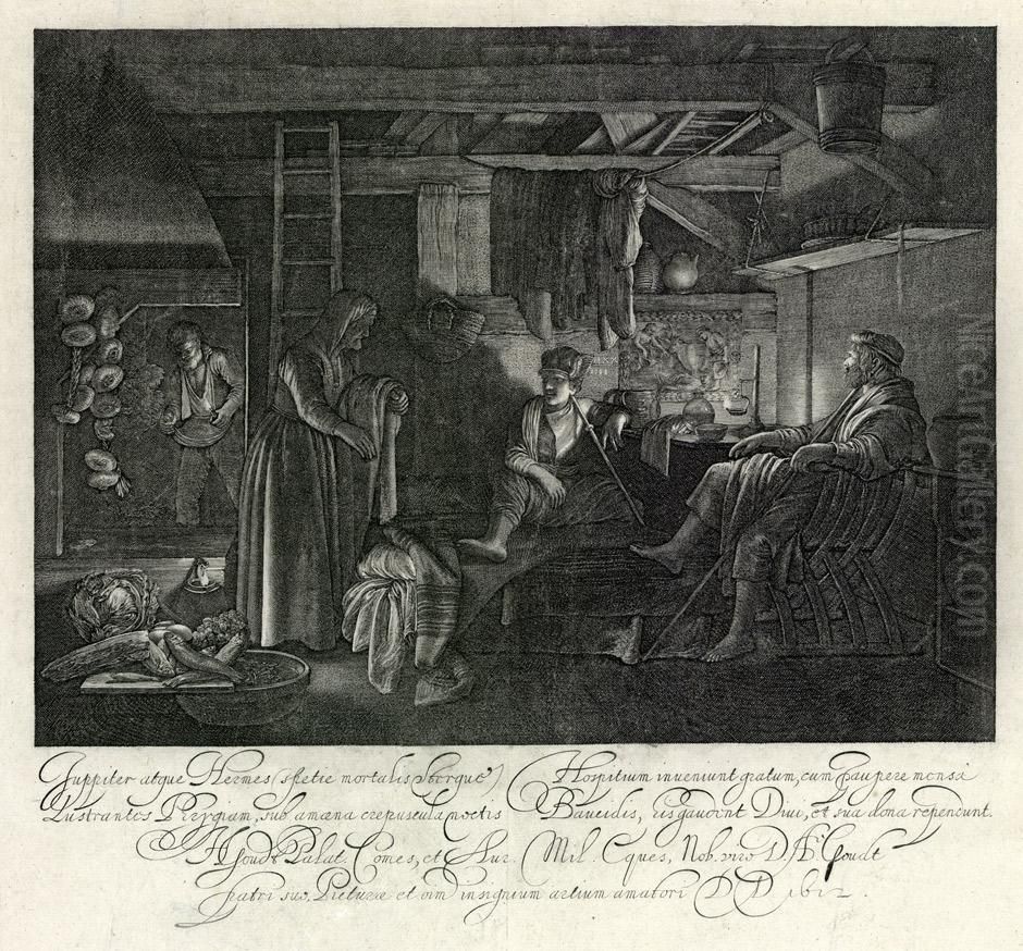 Jupiter Und Merkur Im Hause Philemon Und Baucis Oil Painting by Hendrick Goudt
