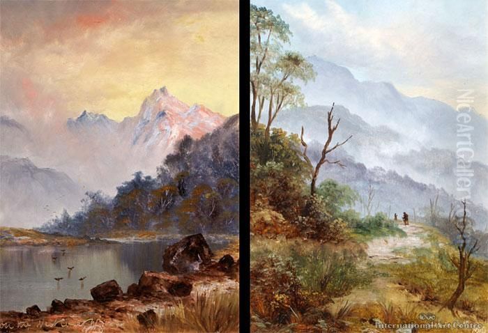 On The West Coast & Buffalo Mountains - A Pair Oil Painting by Edmond, Edward Gouldsmith