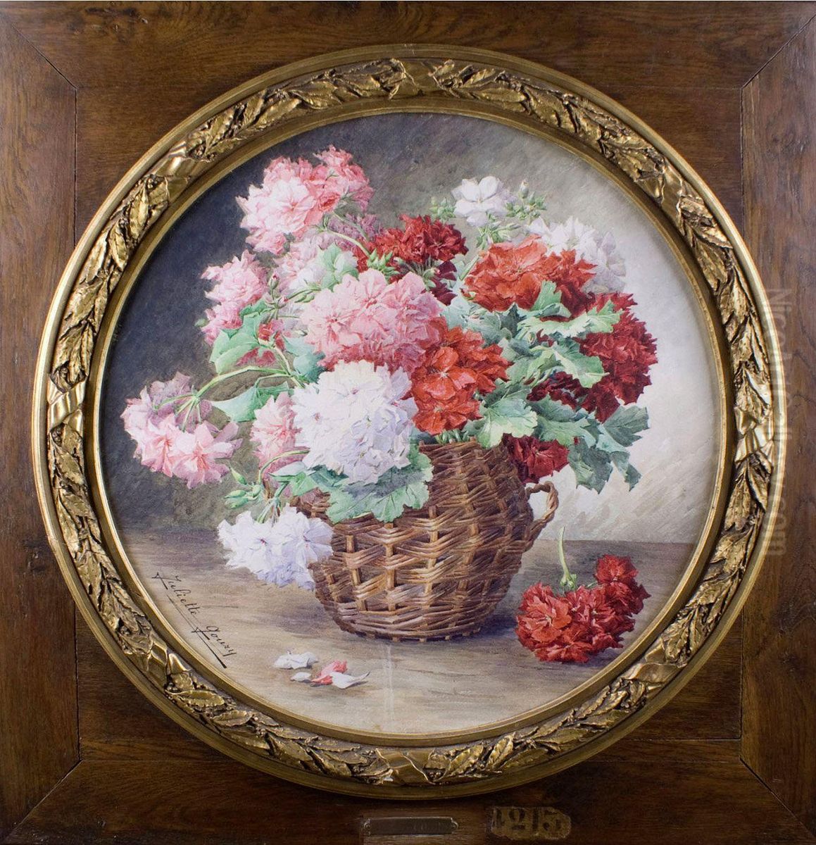 Le Panier De Geraniums Oil Painting by Juliette Goury