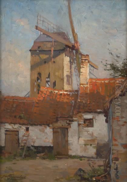 Moulin Pres De La Ferme Oil Painting by Jean-Leon Gouweloos