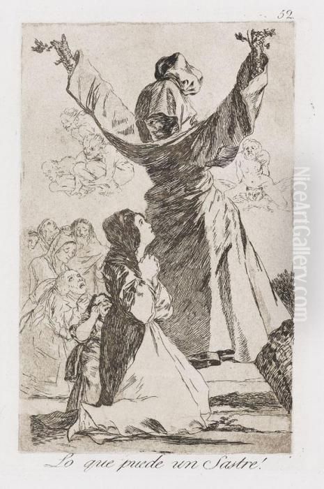 Lo Que Puede Un Sastre! Oil Painting by Francisco Goya Fuendetodos
