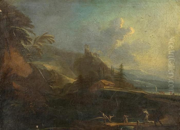 Gegenstucke: Landschaft Mit Wanderern. Landschaft Mit Baumfallern. Oil Painting by Marco Gozzi