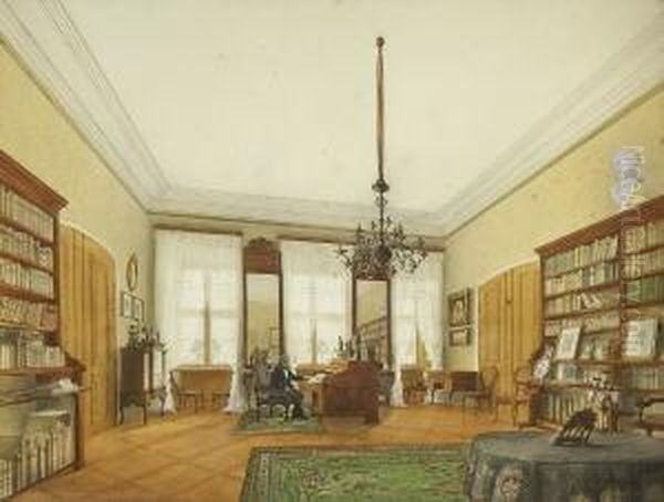 Arbeitszimmer Eines Berliner Gelehrten. Oil Painting by Paul Graeb