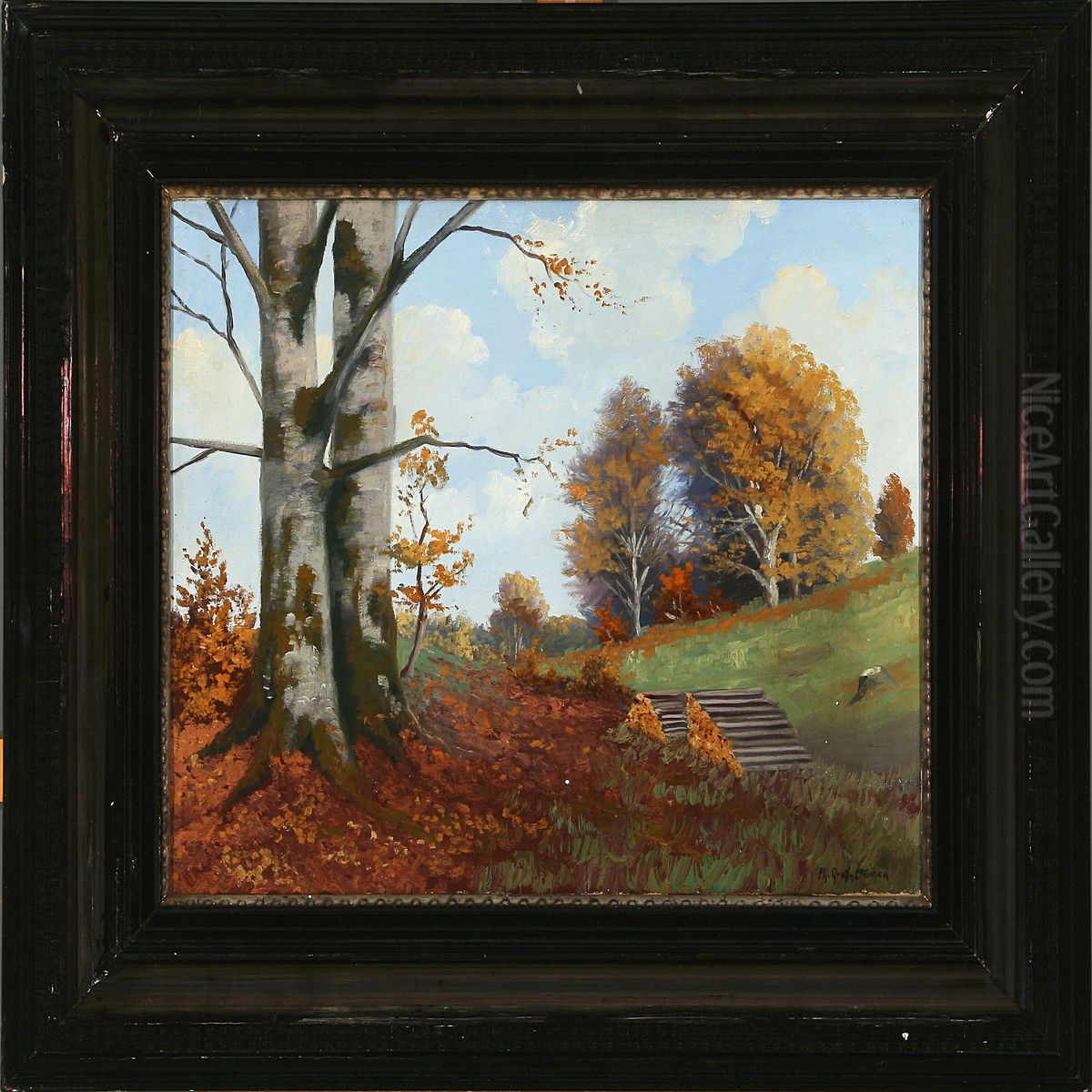 Autumn Park Scene Oil Painting by Philipp Graff