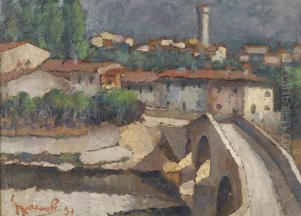 Il Ponte Di Daiano Oil Painting by Ovidio Gragnoli