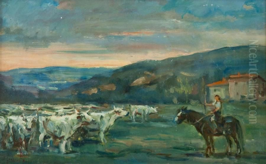 Scena Agreste Oil Painting by Ovidio Gragnoli