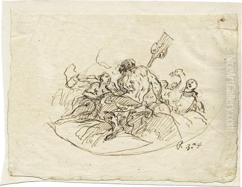 Skizzenblatt Mit Einer Flusgottheit Oil Painting by Daniel Gran