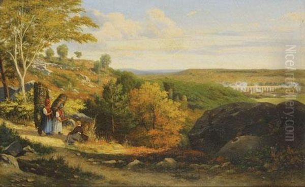 Campagna
Laziale Con Contadine E Viandanti Oil Painting by Frederik Grandjean