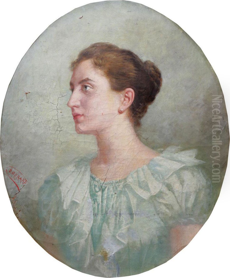 Kvinnoportratt Oil Painting by Jean-Jacques Grandville