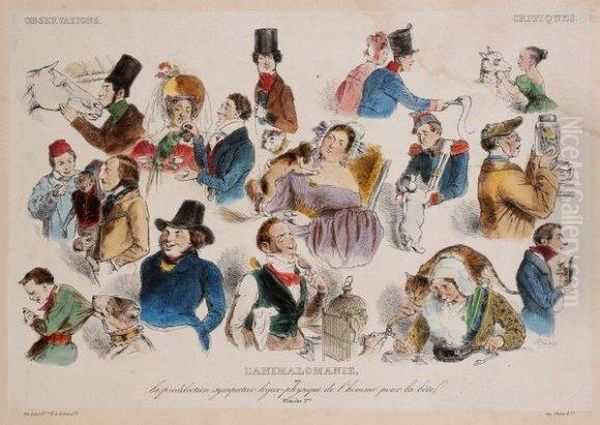 L'animalomanie Ou Lapredilection Sympatico-logico-physique De L'homme Pour Labete Oil Painting by Jean-Jacques Grandville
