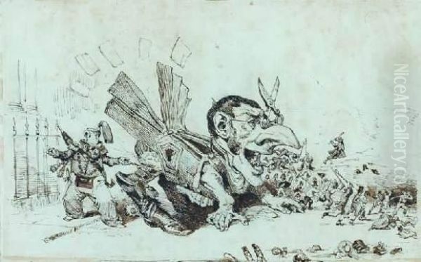 Le Chant Du Coq Oil Painting by Jean-Jacques Grandville