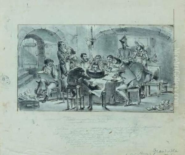 L'ecritoire Monarchique Oil Painting by Jean-Jacques Grandville