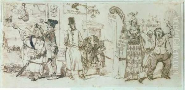 Au Toupet Immuable Oil Painting by Jean-Jacques Grandville