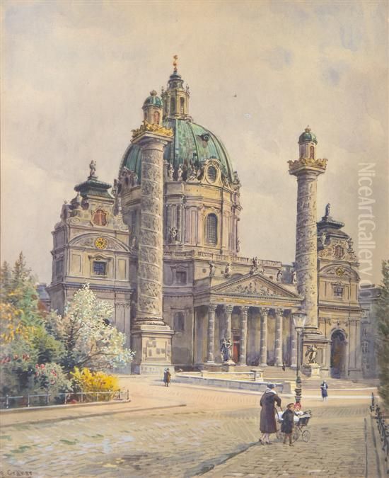 Karlskirche, Wien Oil Painting by Ernst Graner